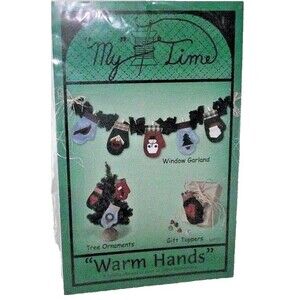 Christmas Folk Art Garland Mittens Warm Hands Paper Ornament My Time Winter NEW